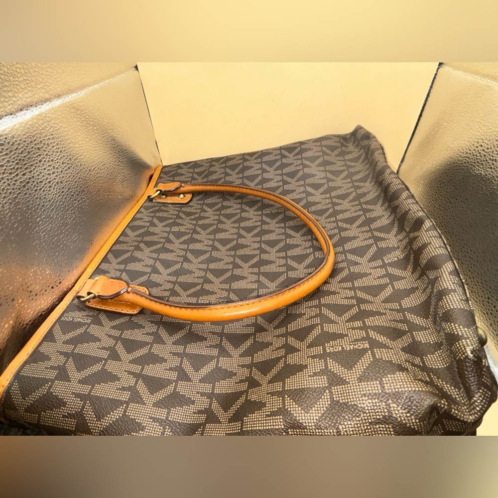 NWT NO DISCOUNT Michael KORS Brown Tan MK Signature Jet Set Tote Travel $258 - Picture 4 of 7